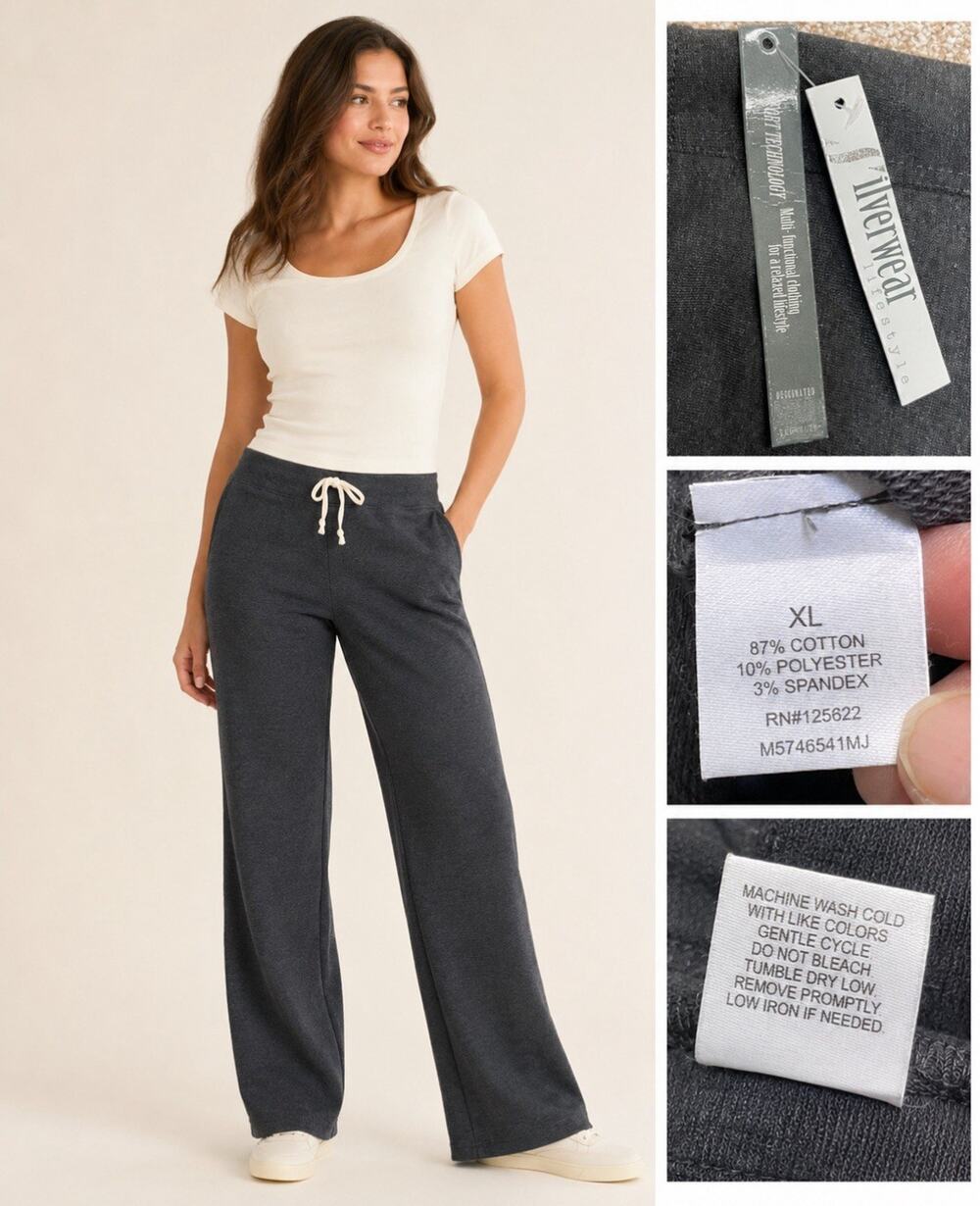 NWT Lounge Wear Silverwear Lifestyle Wide Leg Sweatpants Size XL Charcoal Gray